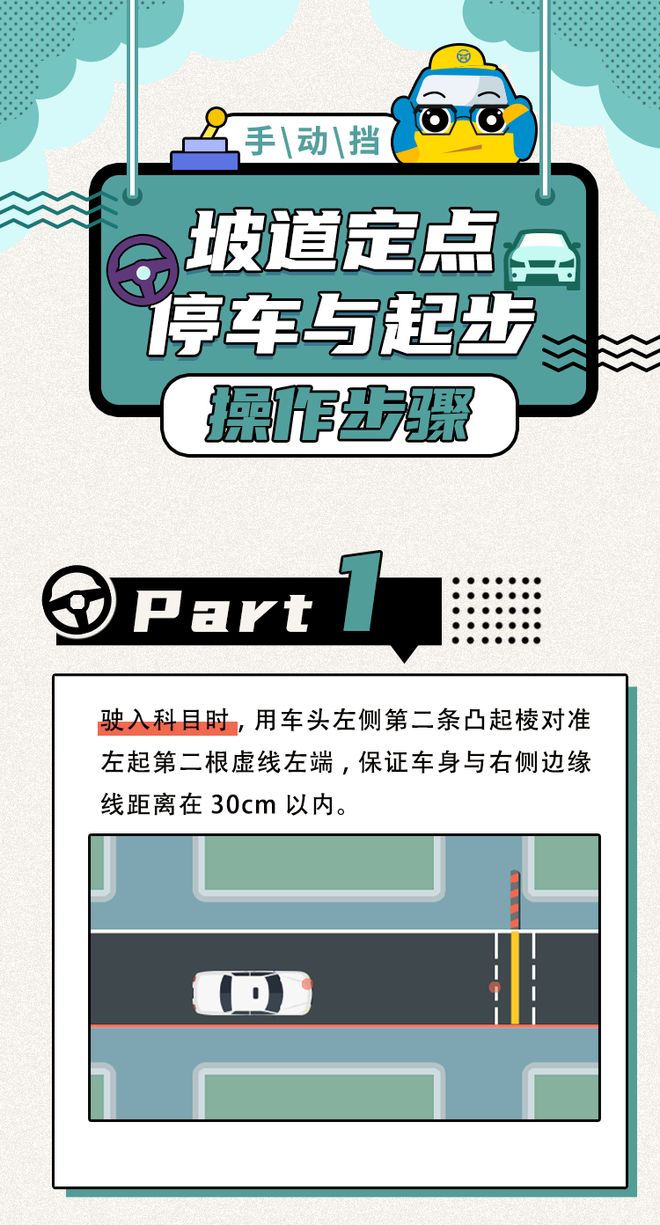 科目二定点爬坡步骤
